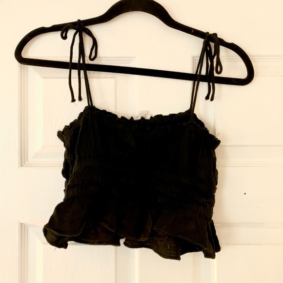 Cotton Candy LA Smocked black tank with tie straps - Picture 2 of 2